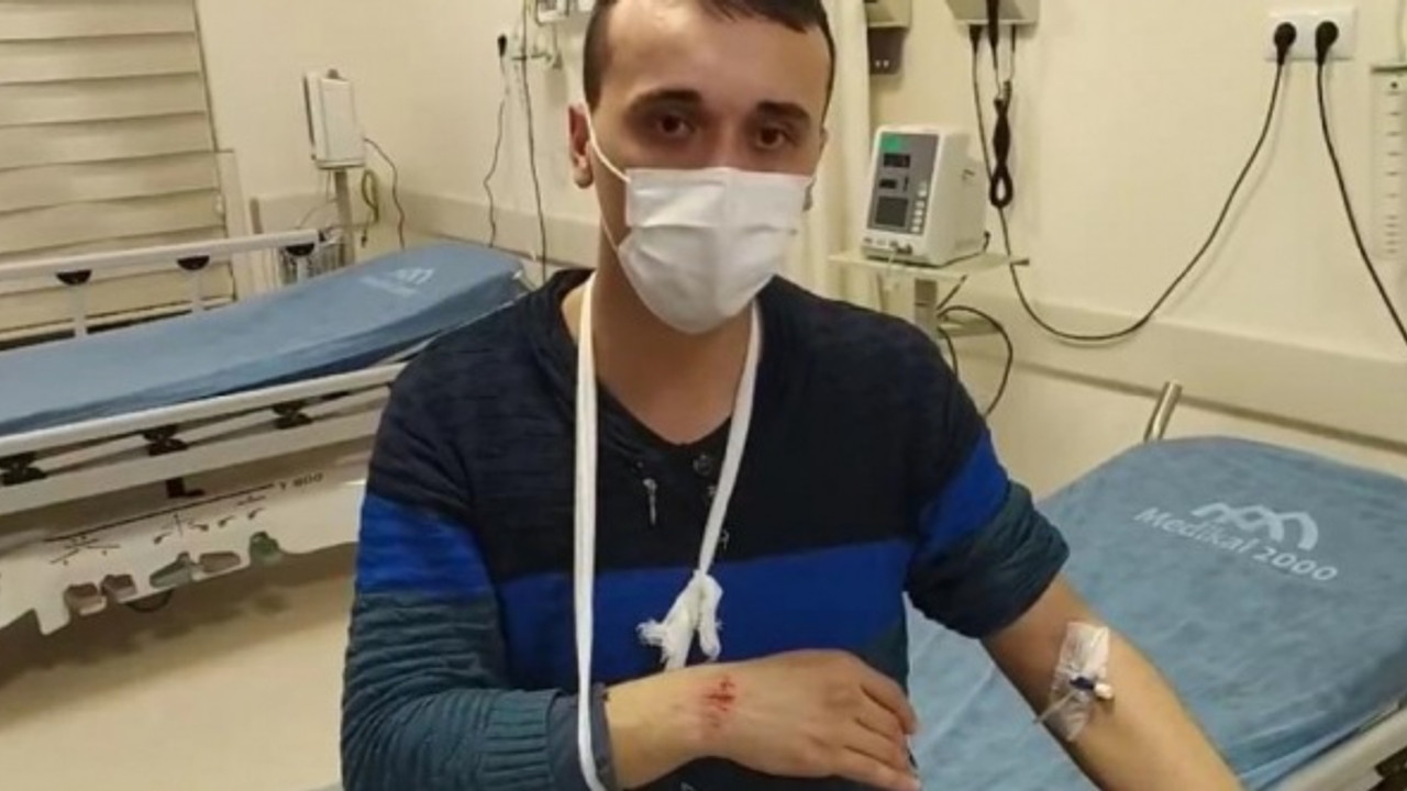 Deprem sırasında merdivenden düştü!