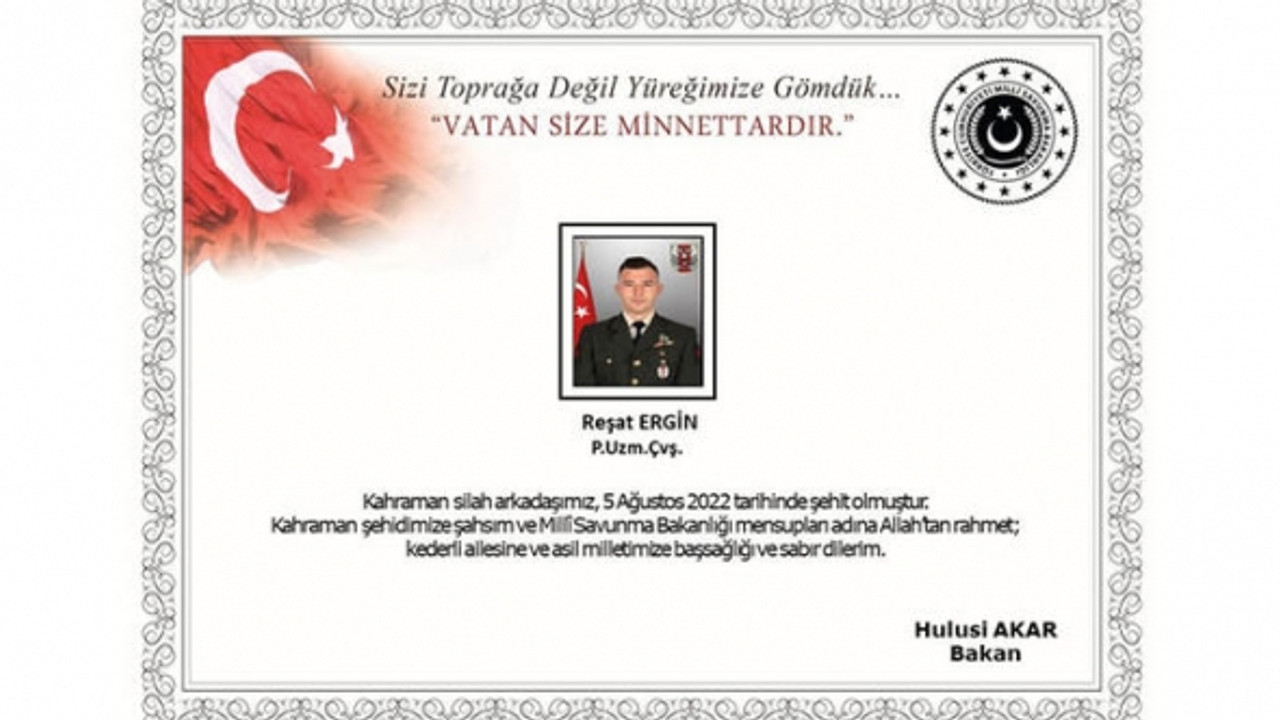 Pençe- Kilit Operasyonu bölgesinde 1 asker şehit oldu