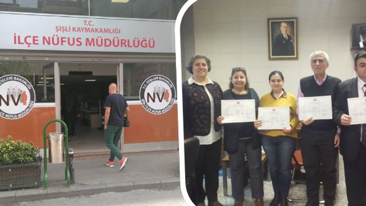 Şişli İlçe Nüfus Müdürlüğü'ne başarı belgesi