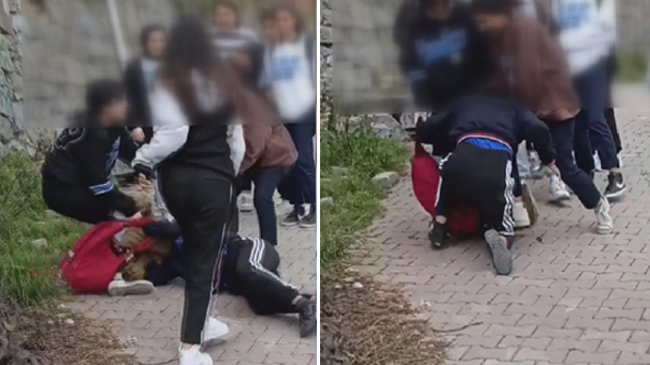 Saçından sürükledi! Tekmelerle saldırdı: Kız öğrencilerin kavgası kamerada
