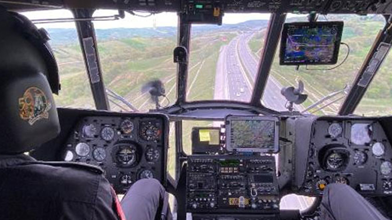 Kocaeli'de jandarmadan helikopterli trafik denetimi