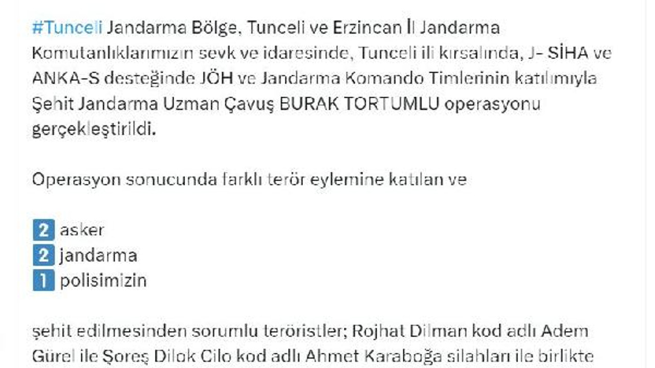 Bakan Yerlikaya: 5 asker ve polisin şehit edilmesinden sorumlu 2 terörist etkisiz hale getirildi