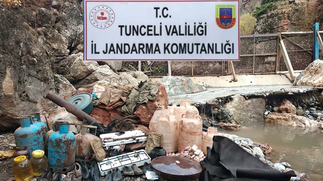 Tunceli’de tespit edilen mağara içerisinde 29 kalem malzeme ele geçirildi