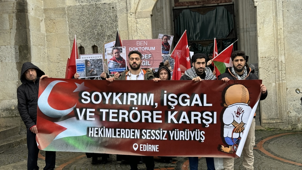 Edirne'de İsrail'in Gazze'ye yönelik saldırılarına tepki gösterildi