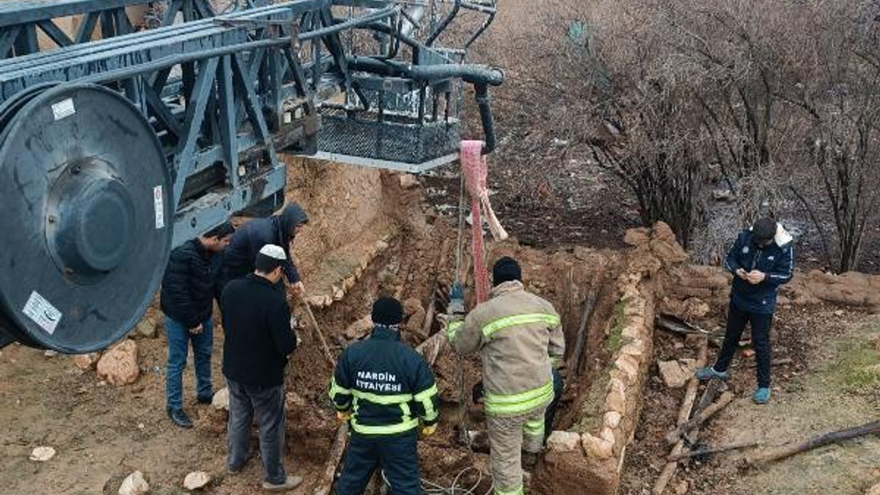 Foseptiğe düşen eşek kurtarıldı
