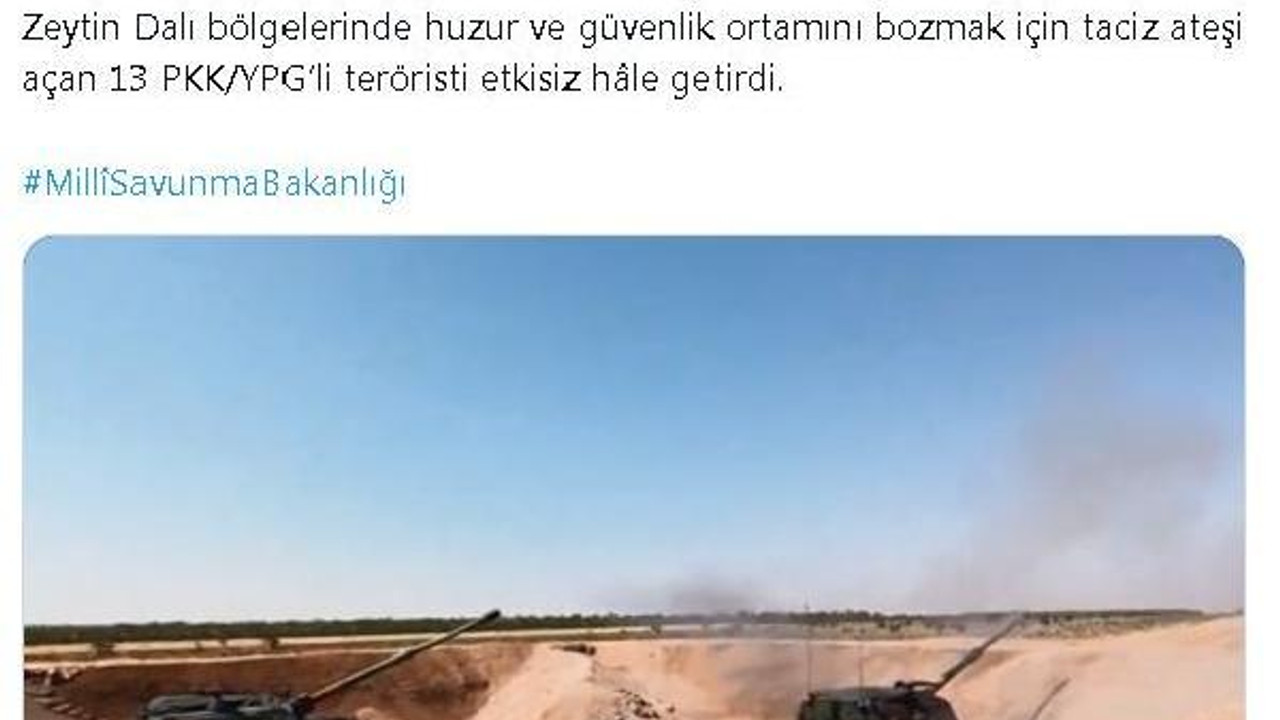 MSB: Suriye'nin kuzeyinde 13 terörist etkisiz hale getirildi