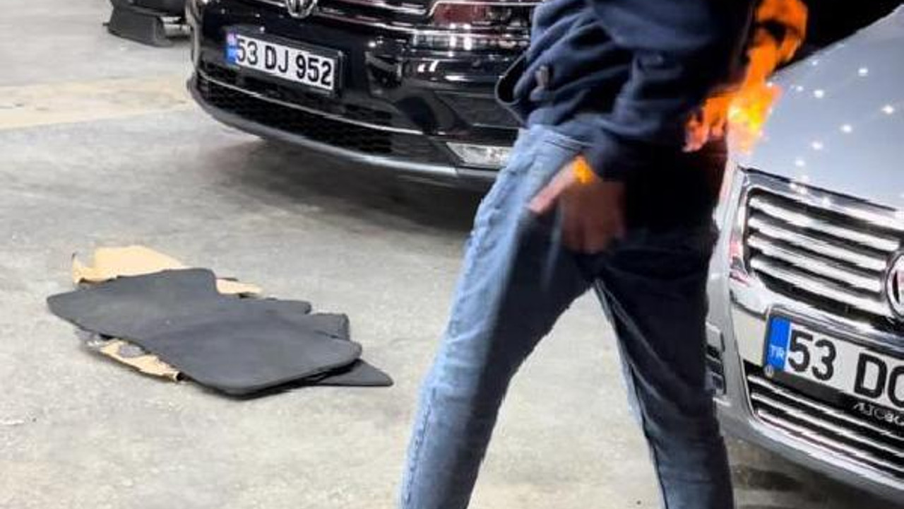 Sosyal medya için video çekerken yandı; paspaslı müdahale kamerada