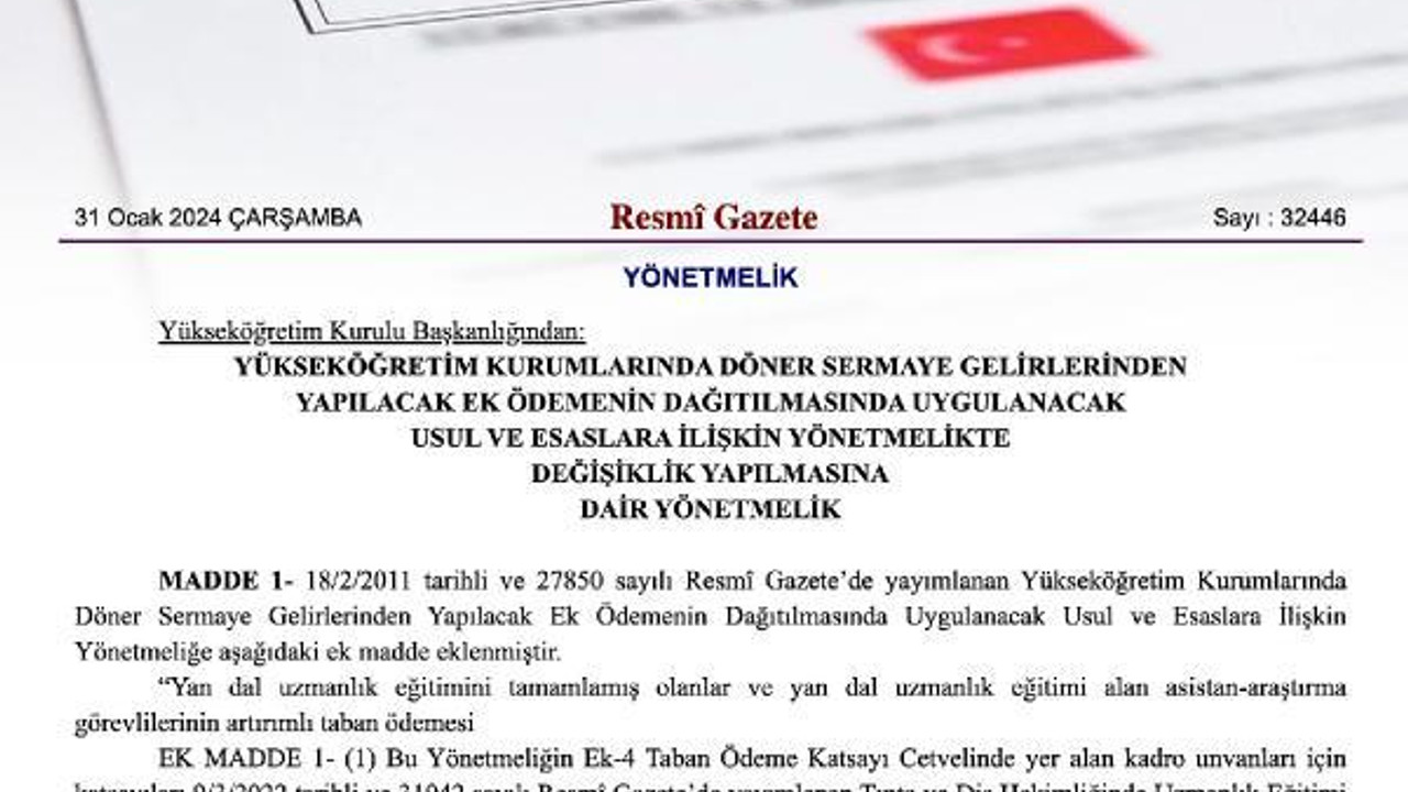 YÖK, yan dal uzmanları ve asistanların ek ödemelerini artırdı