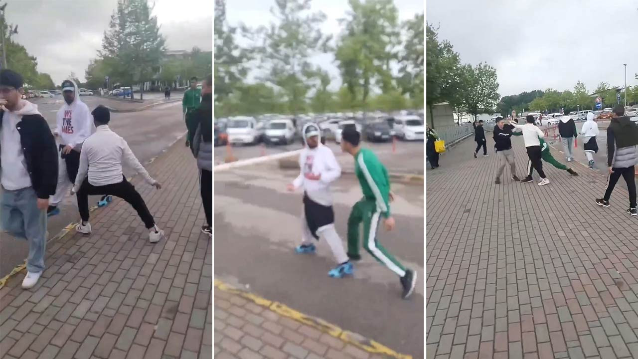 Magandalar yolda yürüyenleri taciz ve darp edip kaydettiler!