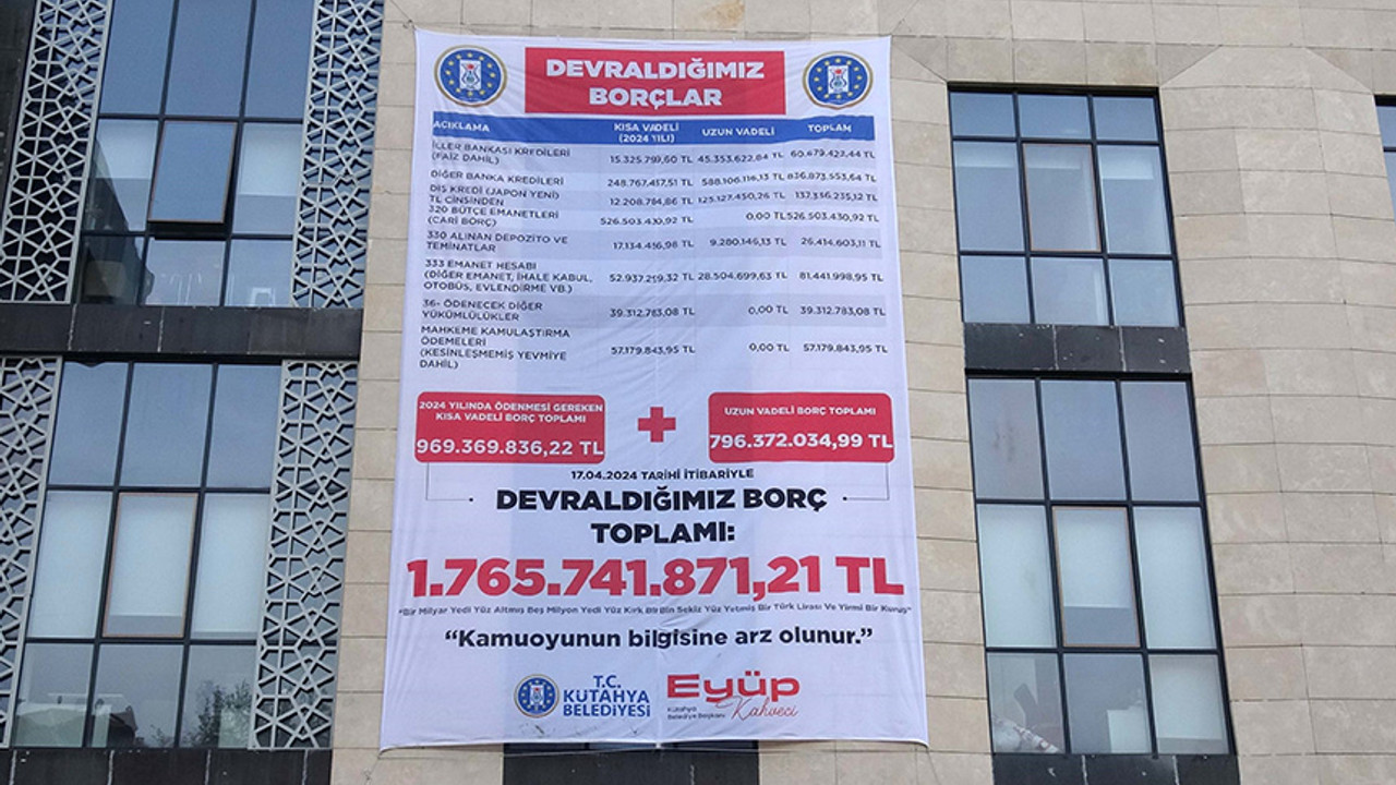 Kütahya Belediye'sine borç afişi asıldı!