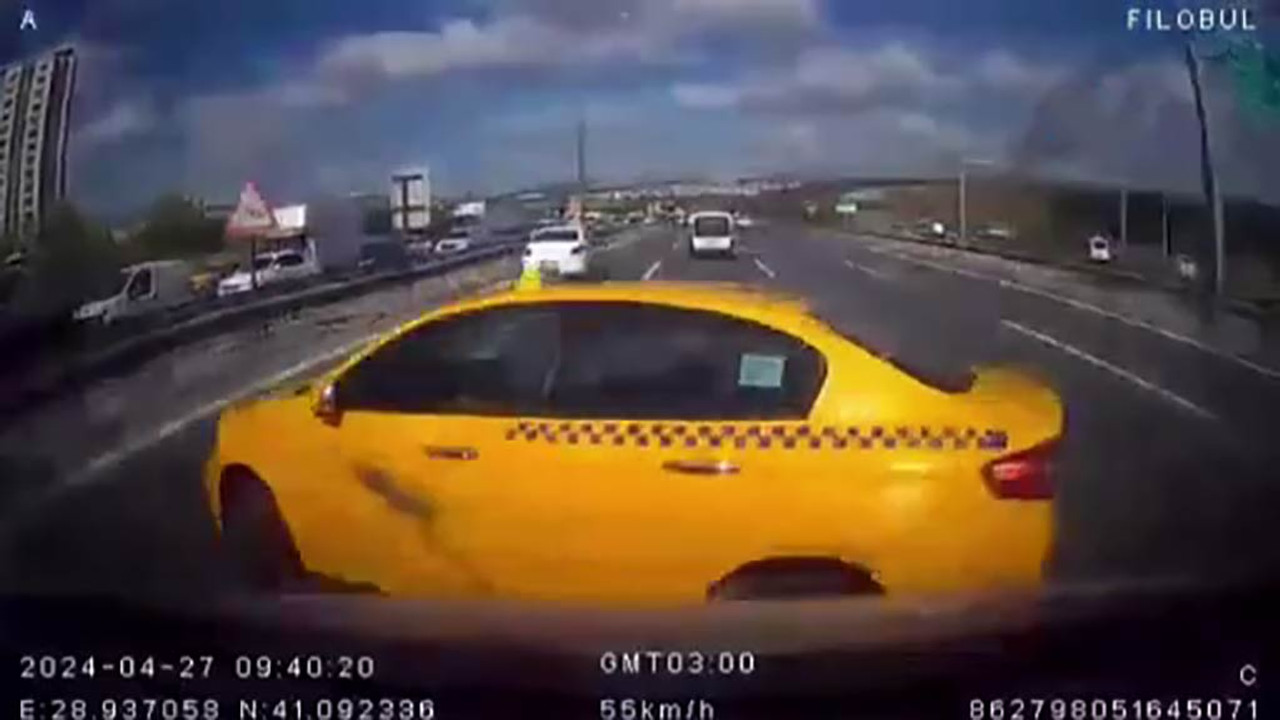 Taksici, TEM’i birbirine kattı! Kaza kamerada…