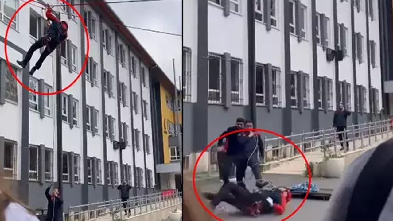 Bakırköy'de okulda tatbikat yapan AFAD görevlisi düşerek yaralandı