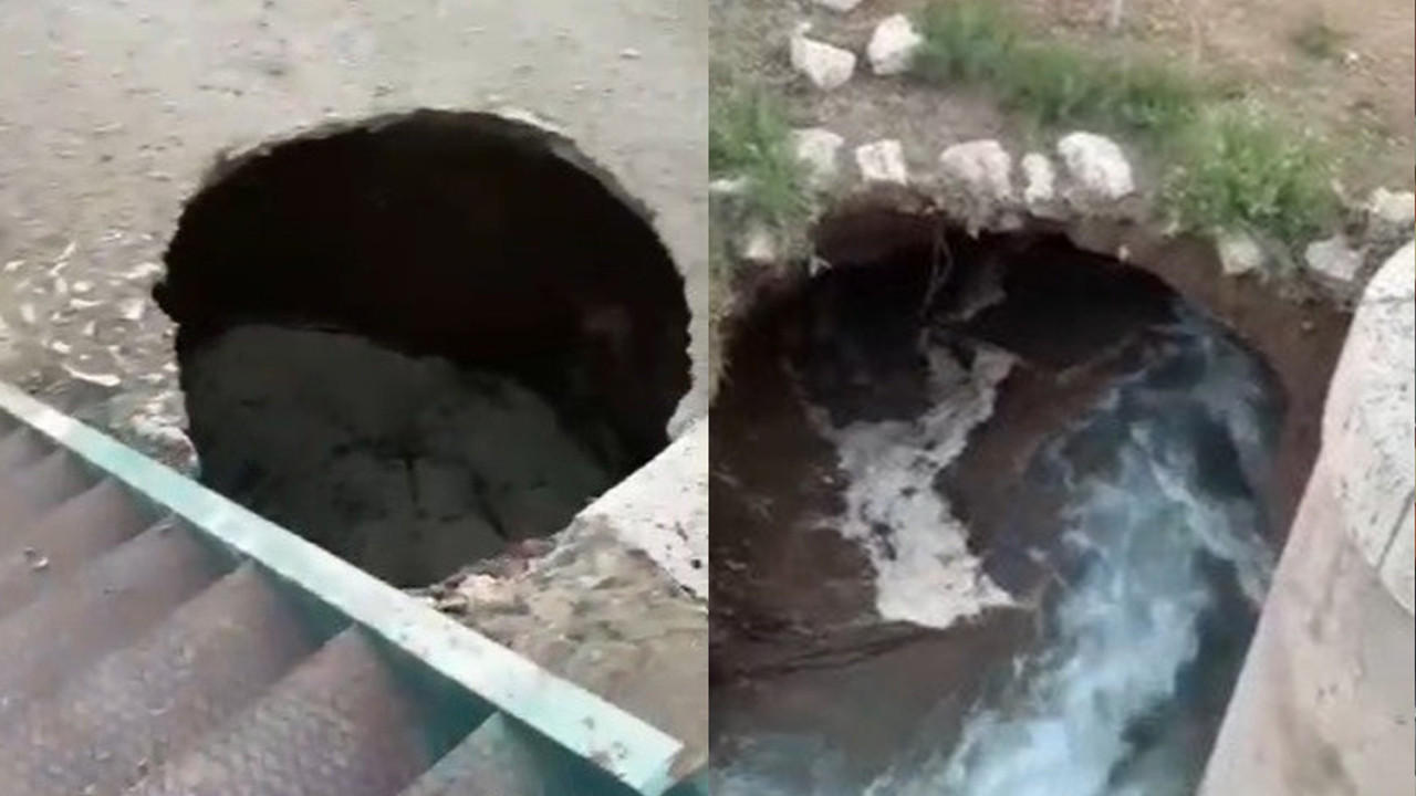 Konya'da oluşan obruk saniye saniye görüntülendi