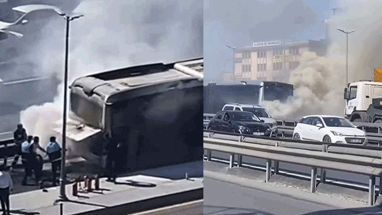Küçükçekmece'de metrobüste yangın çıktı