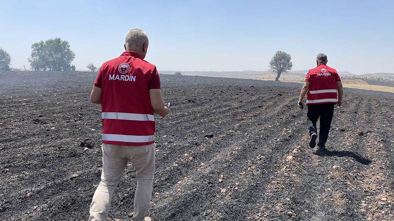 Anız yangınında hasar tespiti yapılıyor