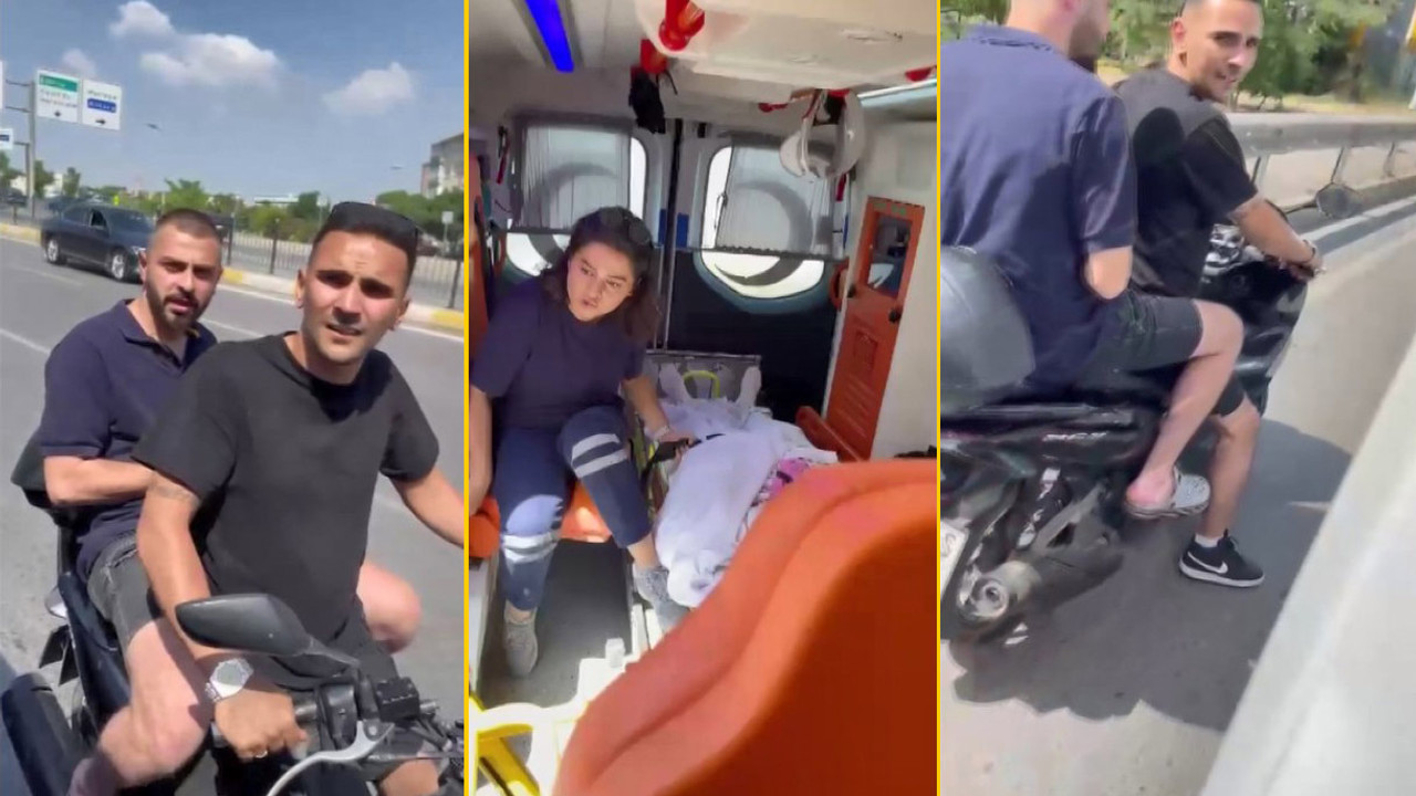 Ambulansın önünü kesen motosikletli gözaltına alındı