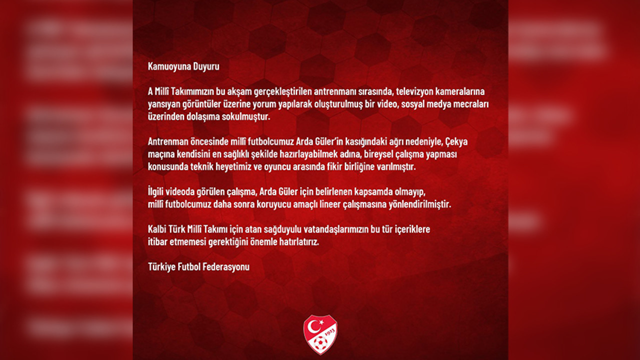 TFF'den Arda Güler açıklaması
