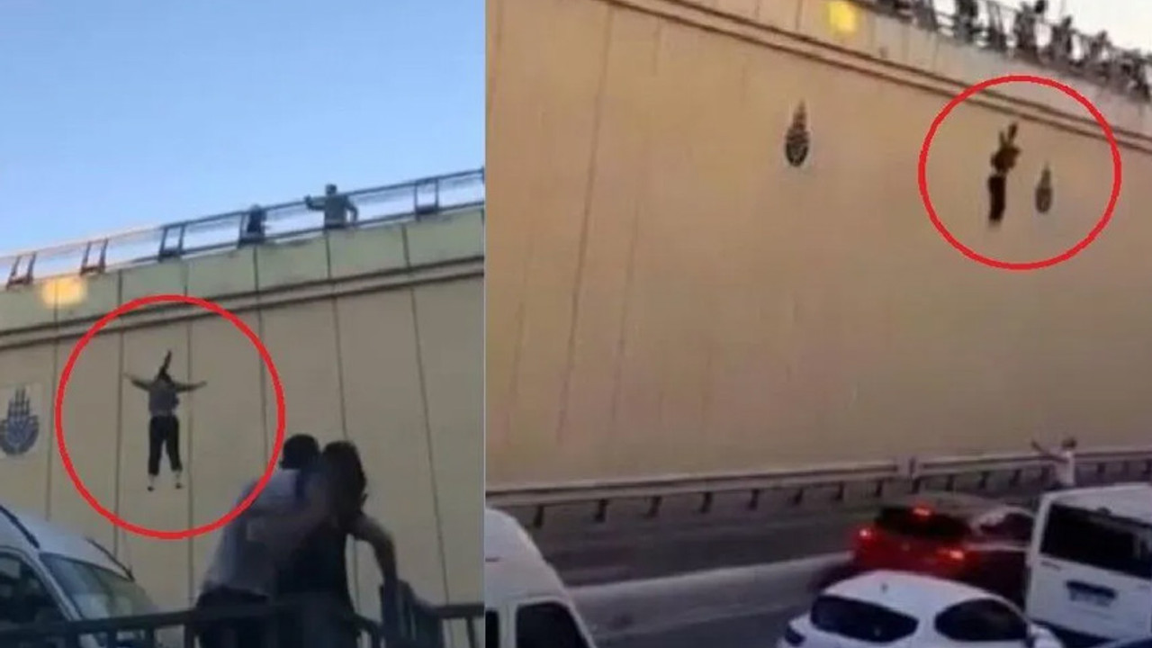 E-5 Karayolu'nda dehşet anları! İstinat duvarının üstünden kendini attı