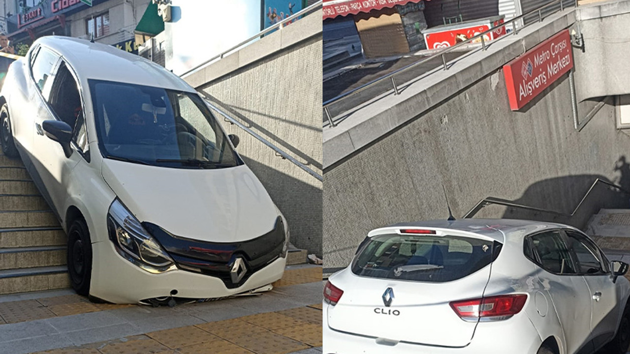 Ankara'da korku dolu anlar: Otomobil metro istasyonuna düştü