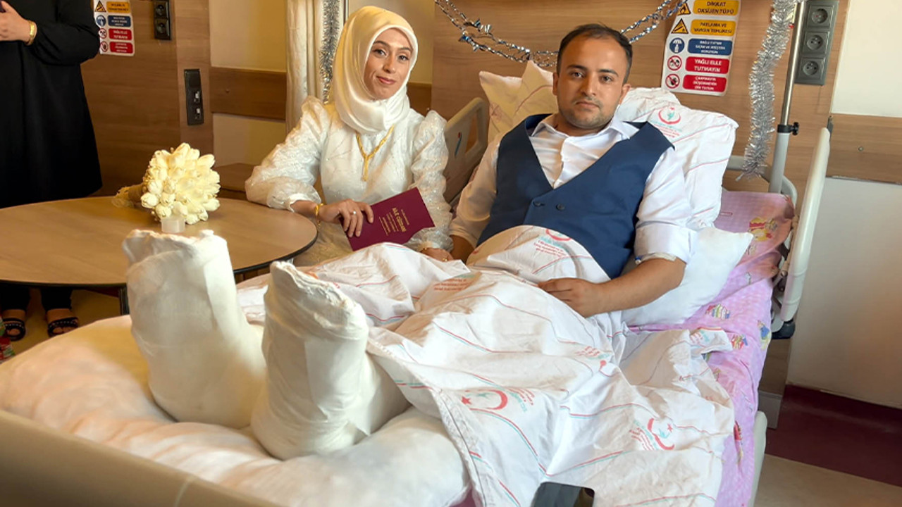 Düğün alışverişinde damadın ayakları kırılınca nikah hastane odasına kıyıldı
