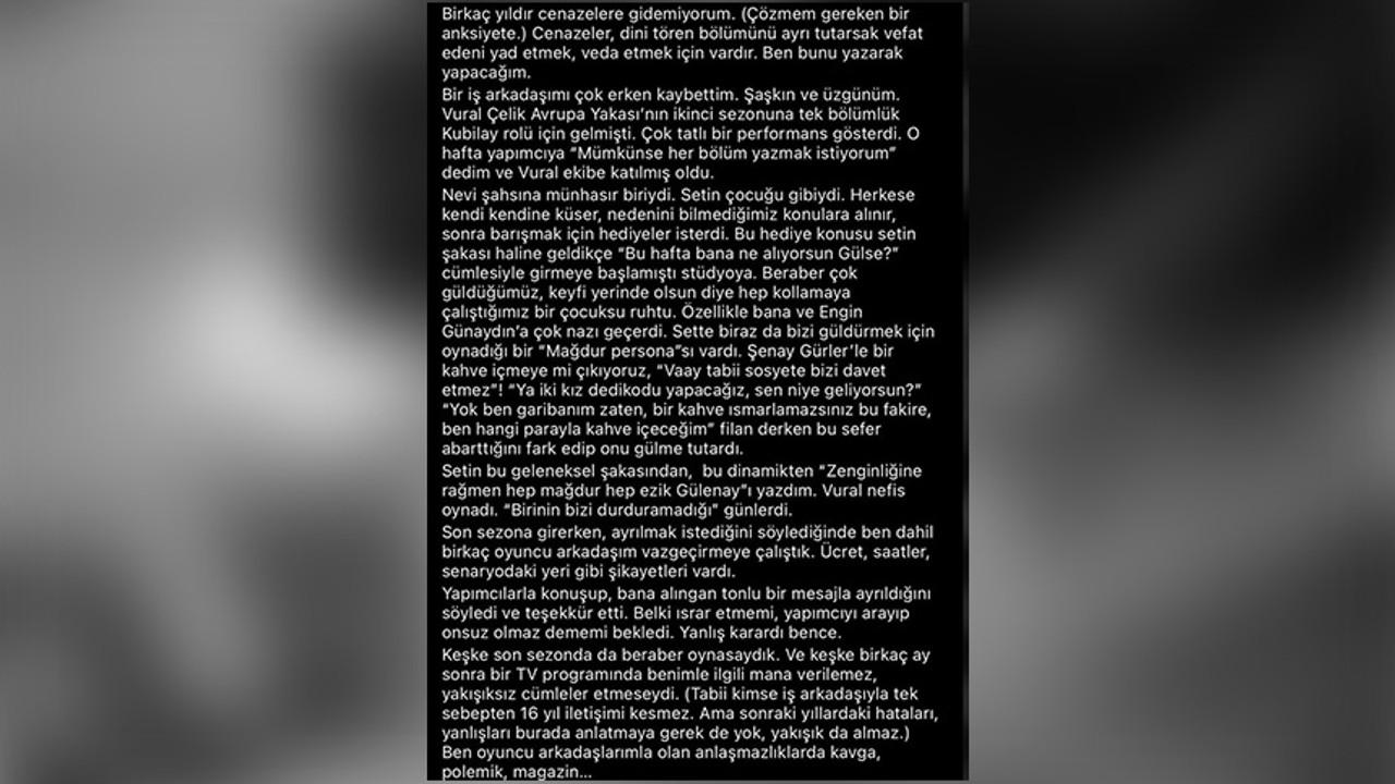Gülse Birsel'in Vural Çelik mesajı tepki çekti!