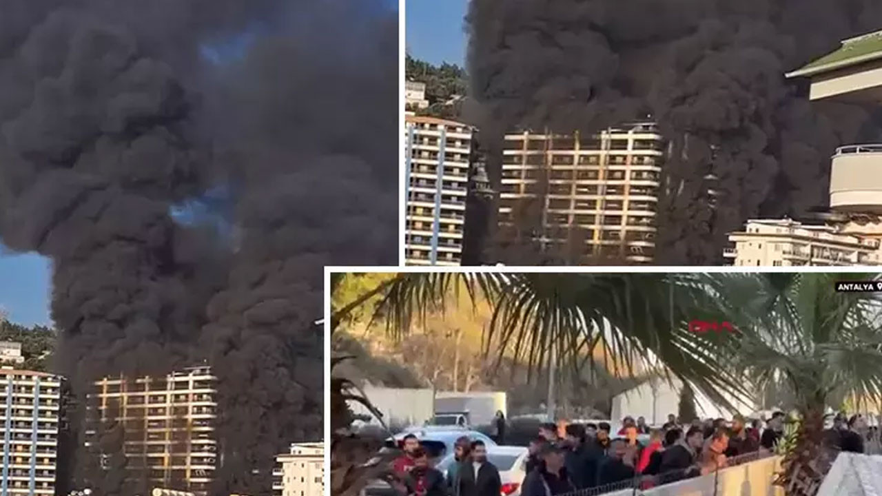 Antalya'da 9 katlı otel inşaatında yangın