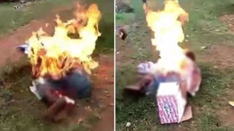 Korkunç görüntüler... Cadı olmakla suçladıkları kadını diri diri yaktılar