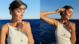 Hande Erçel'in kırmızı kombini nefes kesti