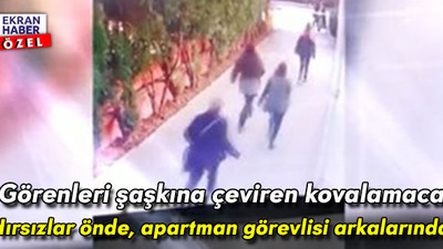 Hırsızlar önde, apartman görevlisi arkalarında! Görenleri şaşkına çeviren kovalamaca