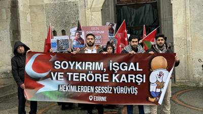 Edirne'de İsrail'in Gazze'ye yönelik saldırılarına tepki gösterildi
