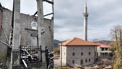 Rize'de dün ibadete açılan camiye bugün yıldırım düştü!
