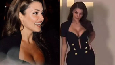 Derin göğüs dekoltesi giyen Hande Erçel'i görenler aynı soruyu sordu: Meme estetiği mi yaptırdı?