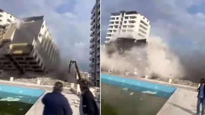 Hatay'da 13 katlı bina yerle bir oldu! O anlar kameraya böyle yansıdı