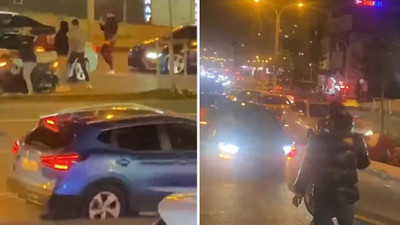 Yine asker eğlencesi yine olaylar! Trafiği kapatıp havaya ateş açtılar
