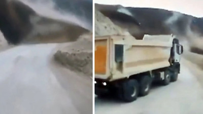 Maden faciasında yeni görüntüler ortaya çıktı! Kamyon şoförleri son anda kurtuldu