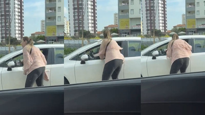 Kadın öğretmen, trafikte hemcinsini darp etti