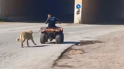 Köpeği ATV'ye bağlayıp dakikalarca sürükledi