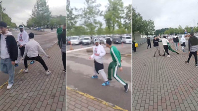 Magandalar yolda yürüyenleri taciz ve darp edip kaydettiler!