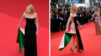 Oscar’lı Cate Blanchett, Cannes’da “Filistin” elbisesi giydi