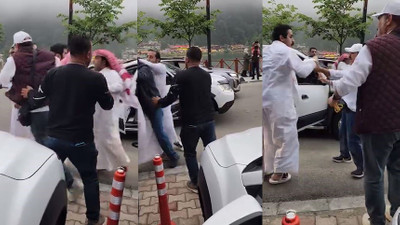 Arap turistler birbirine daldı!