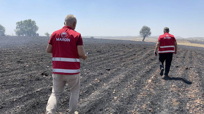 Anız yangınında hasar tespiti yapılıyor