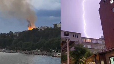 Yıldırım düşen ev yandı! Gökyüzü kızıl oldu