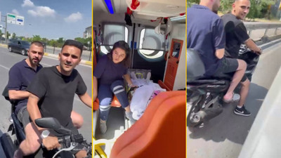 Ambulansın önünü kesen motosikletli gözaltına alındı