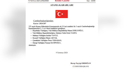 Yeni valiler belli oldu!