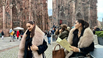 Kürklü Fahriye Evcen olay oldu! Fransa pozlarına yorum yağdı