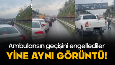 Yine aynı utanç veren görüntü: Ambulansın geçişini engellediler