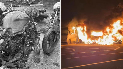Kağıthane'de kundaklama iddiası! 22 motosiklet küle döndü