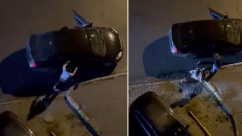 Otomobiline binmek isteyen kadını sokak ortasında sürükledi!