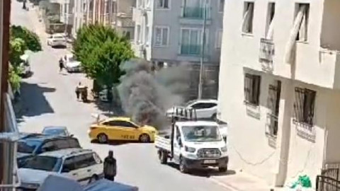 Ümraniye'de takside yangın