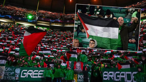 Celtic taraftarları kulübün uyarısını dinlemedi! Dev maçta Filistin bayrağı açtılar